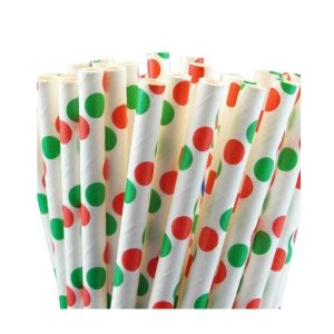 Pipet Kağıt 6x195mm Yeşil-Kırmızı Puantiyeli 25 Adetli